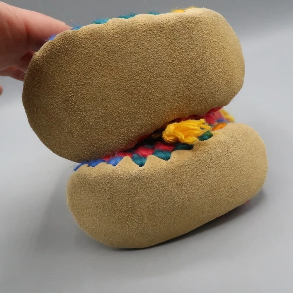 Padraig Cottage Handmade Wool Baby Slippers Age 1- 2.5 years  (5-6) Rainbow